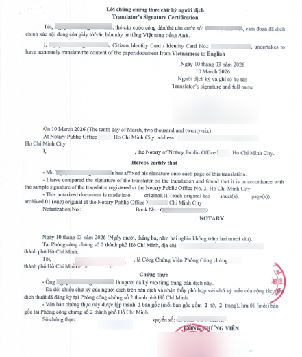 dịch thuật công chứng tuyên thệ độc thân