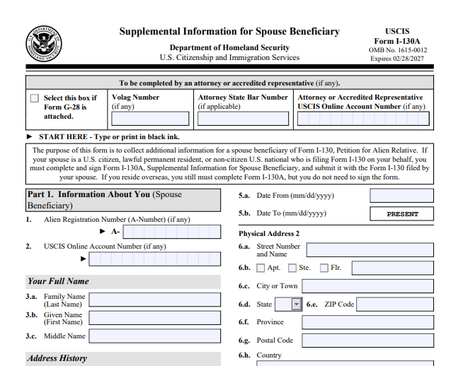 Form-I-130A