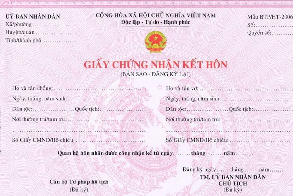 Giấy chứng nhận đăng ký kết hôn